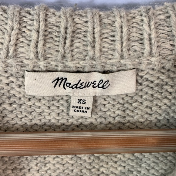 Madewell gray alpaca blend red white DREAMER knit crewneck sweater size xs - Picture 3 of 8